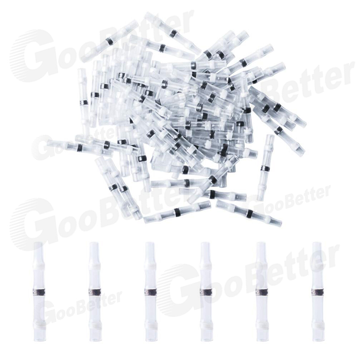 50pcs Solder Seal Sleeve Heat Shrink Butt Wire Connectors Terminals Waterproof