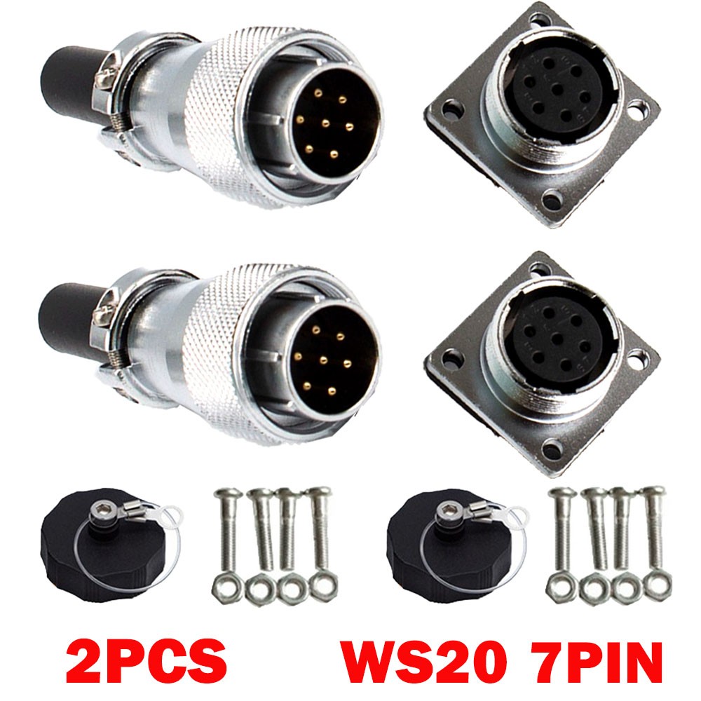 2Pc WS20 10A 7 Pin Aviation Plug Socket,Industrial Electrical Power Connector