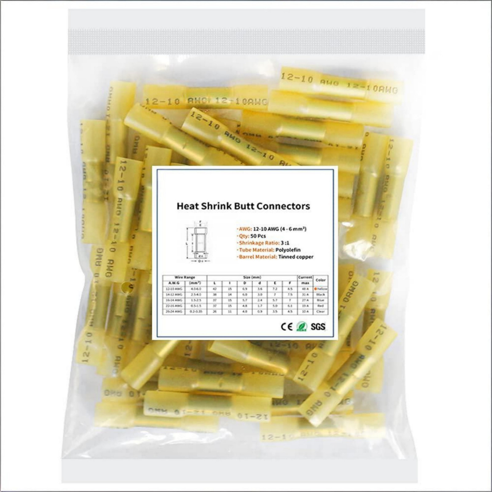 3:1 Ratio High-Shrink Ratio Wire Connectors Quick Install Tin-Plated Waterproof