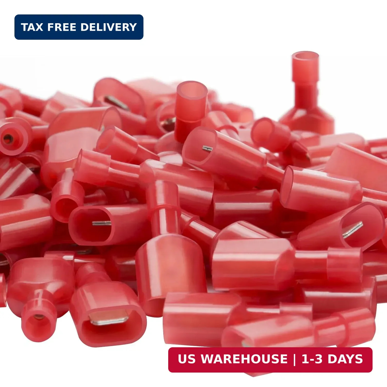 Red Male Spade Connector 22,20,18,16 AWG/Gauge Disconnect Crimp Terminals |,UL,1