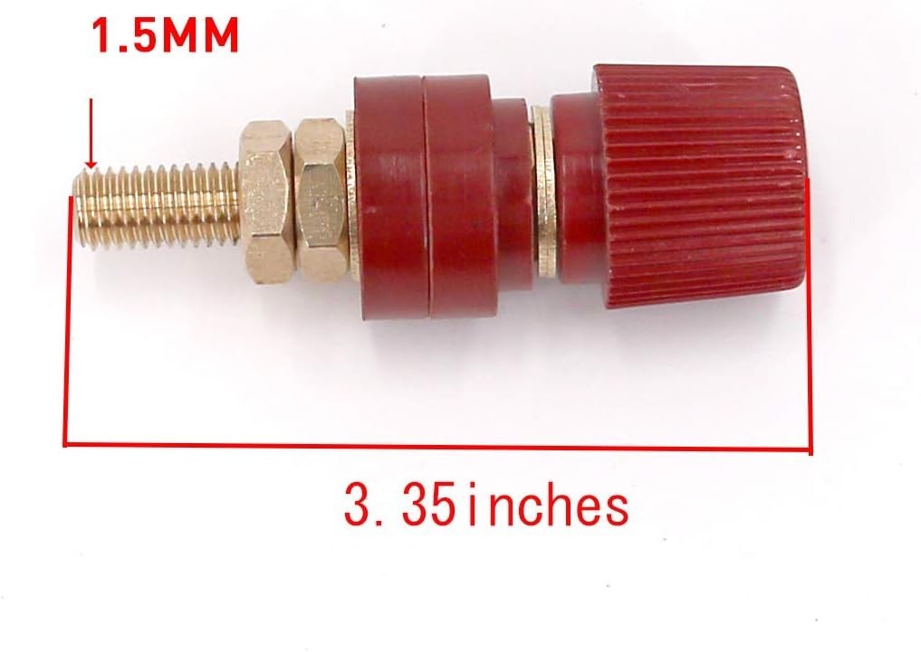 Battery Terminal Copper M10 3/8” Stud Power Junction Red Black 2Pcs