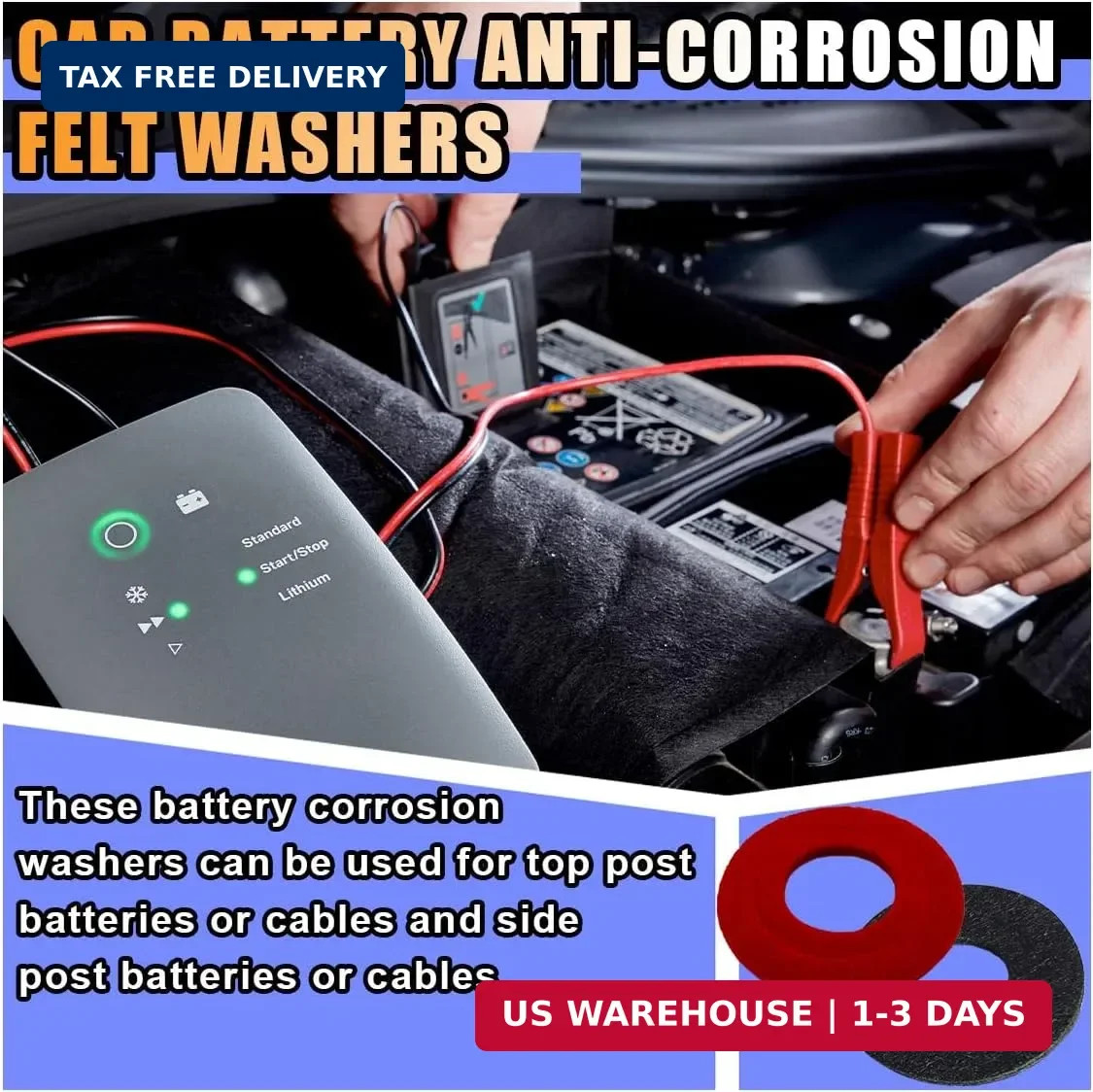 12PCS Battery Terminal Washer Pad, Anti Corrosion Washers, Fiber Washers Battery