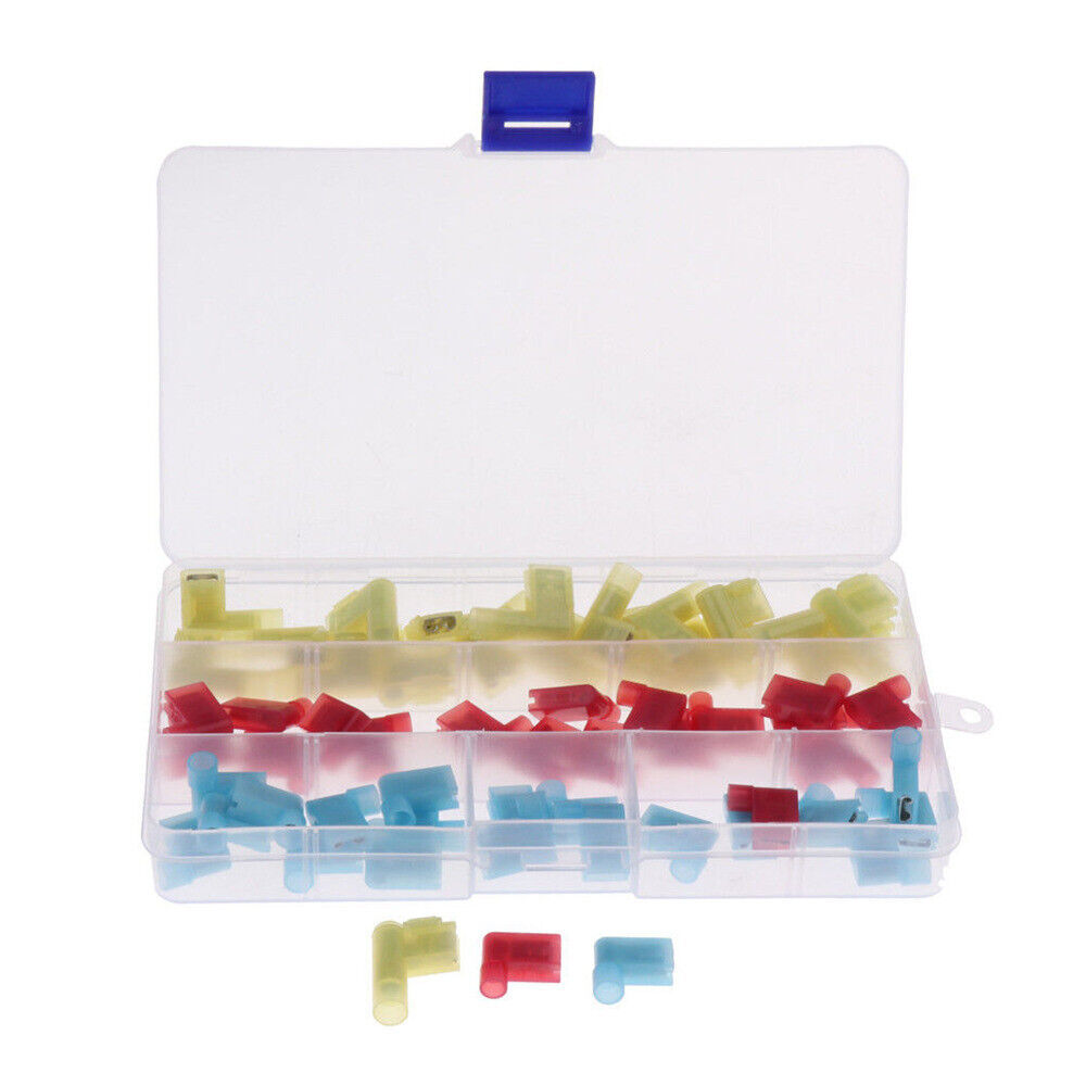 60PCS 90 Degree Right Angle Crimp Flag Spade Female Insulated Terminals Kit