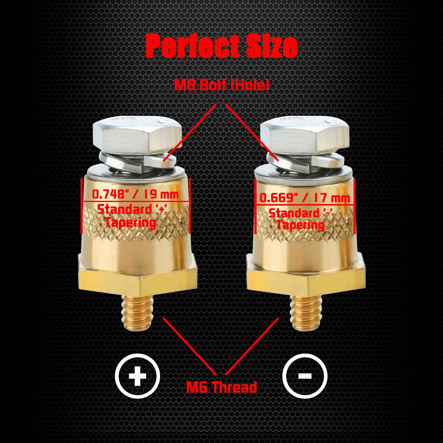 4 PCS M6 Thread Male Brass Battery Charging Post Terminal Adapter Extension