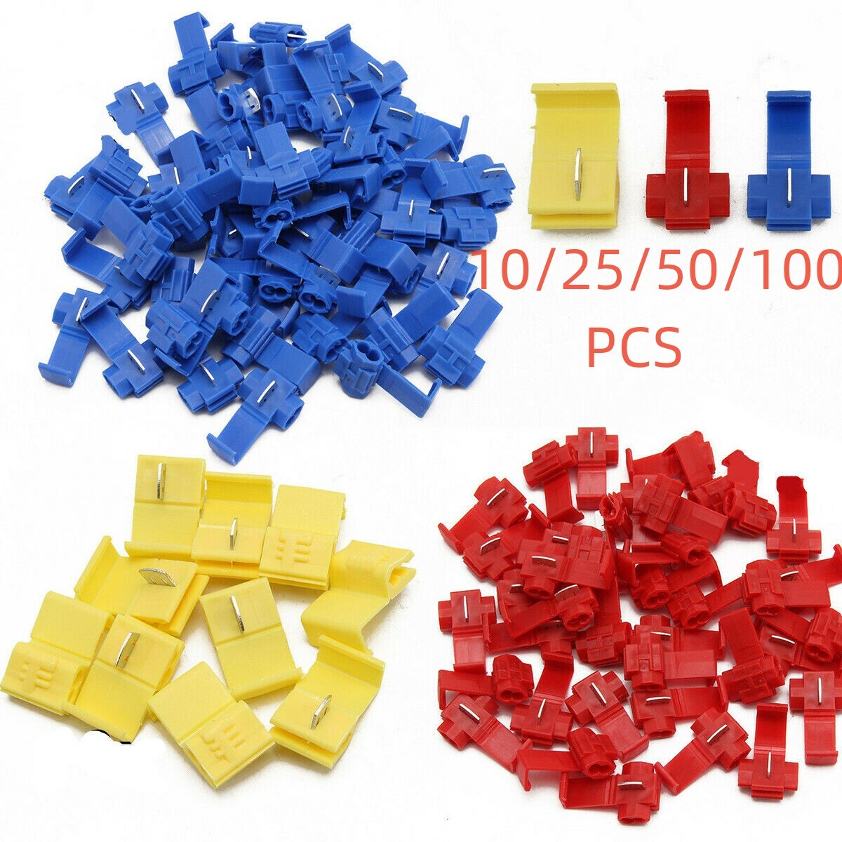 10/25/50/100x T-Tap Quick Splice Crimp Terminal Electrical Wire Cable Connectors