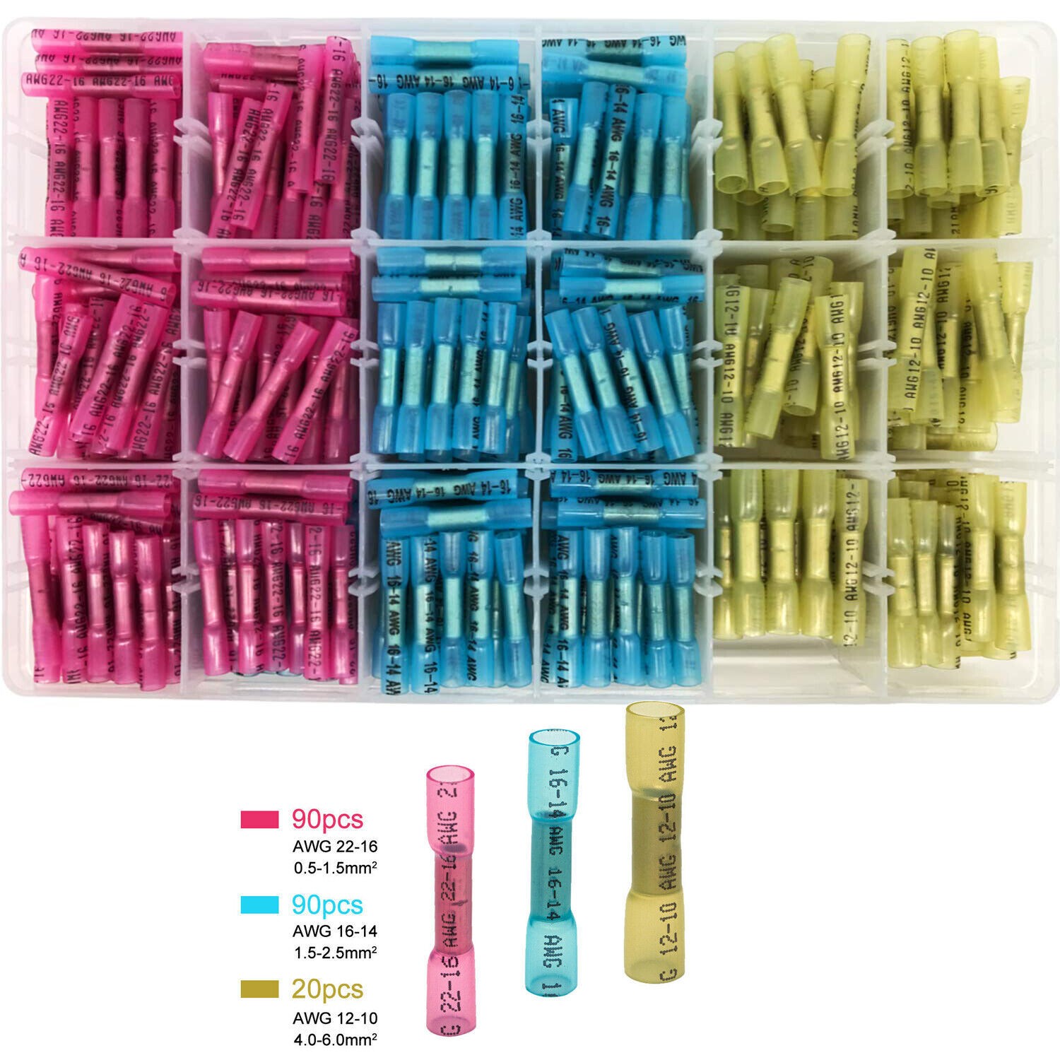 Waterproof Heat Shrink Butt Connectors Marine Crimp Wire Splice Terminals kit US