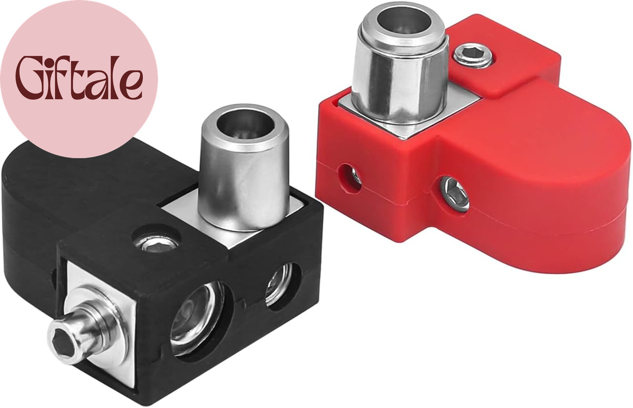 BTO Solid Brass Positive Negative Battery Terminals with Adaptor Collars, 1X0/2/