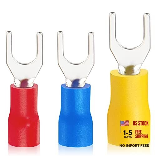 300 Pcs Fork Spade Wire Terminals, U-Type Terminal Red/Blue/Yellow-300 Pcs