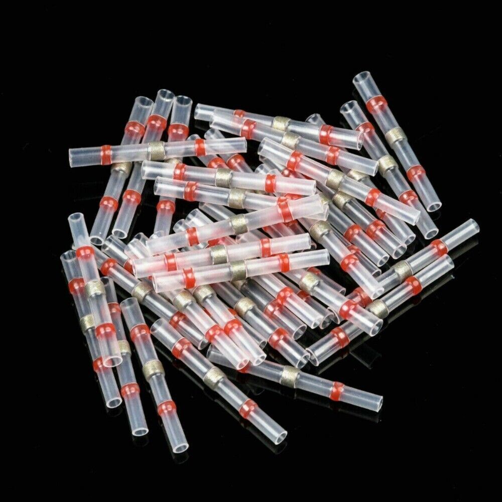 500-50Pcs Solder Seal Sleeve Heat Shrink Butt Wire Terminals Connector 22-18AWG