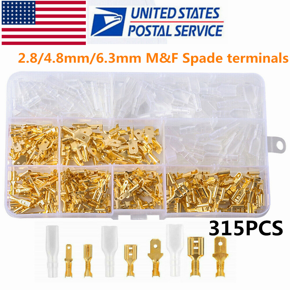 315x Assortment Terminals Kit Electrical Wire Crimp Connectors Male Female Spade