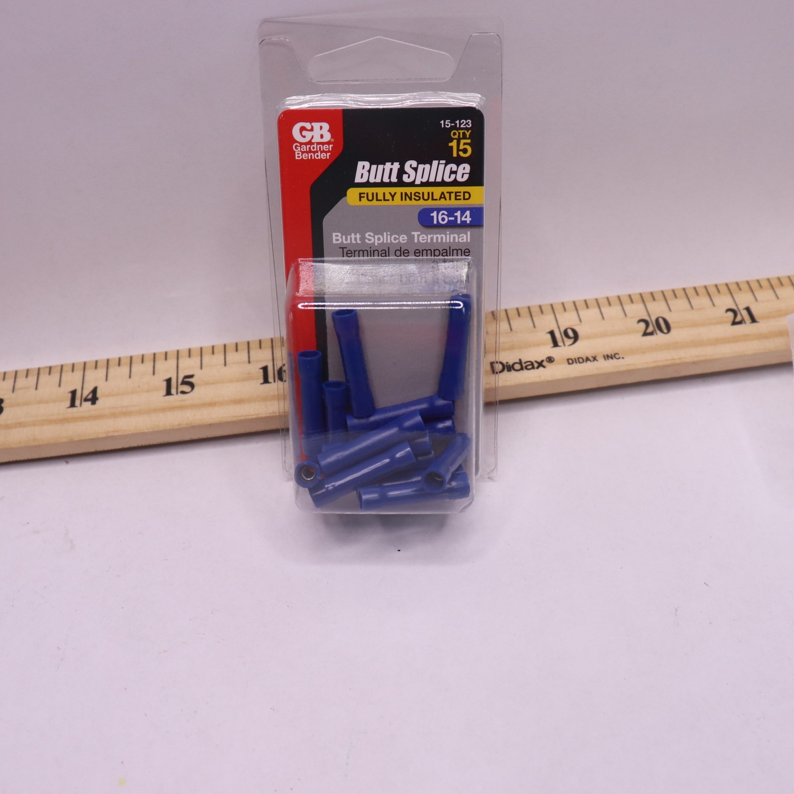 (15-Pk) Gardner Bender 16-14 AWG Insulated Butt Splice Blue 15-123