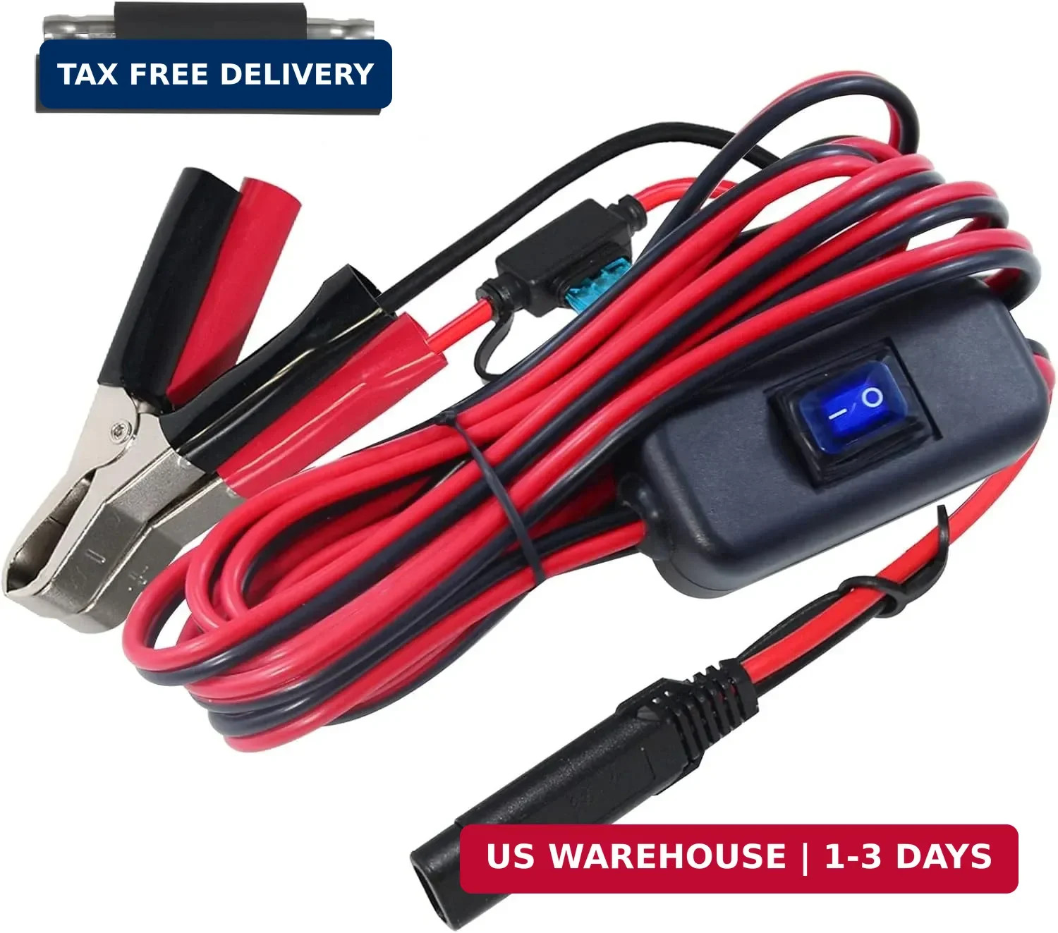 SAE to Battery Alligator Clip – 12V SAE 2Pin Quick Disconnect Cable 10ft SAE to