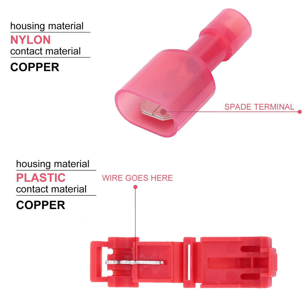 90PCS Insulated T-Taps Quick Splice Wire Terminals Crimp Connectors Kit 22-10AWG
