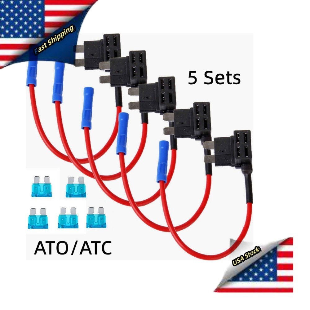 5PCS Car Add-a-circuit Fuse TAP Adapter Standard ATO ATC Auto Blade Fuse Holder