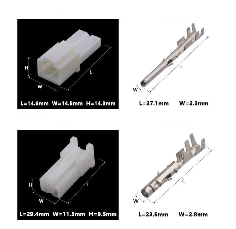 10 pairs 2pin Automotive wiring harness connectors 2.0mm DJ3021-2-11/21
