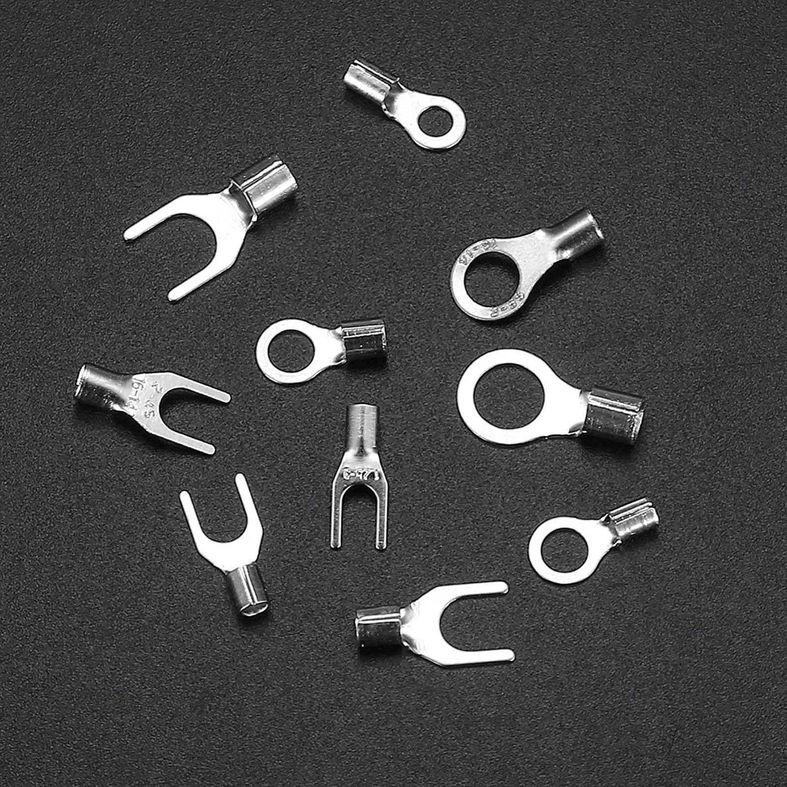 320Pcs Non Insulated Copper Ring Fork Terminals 10 Sizes Crimp Connector Kit