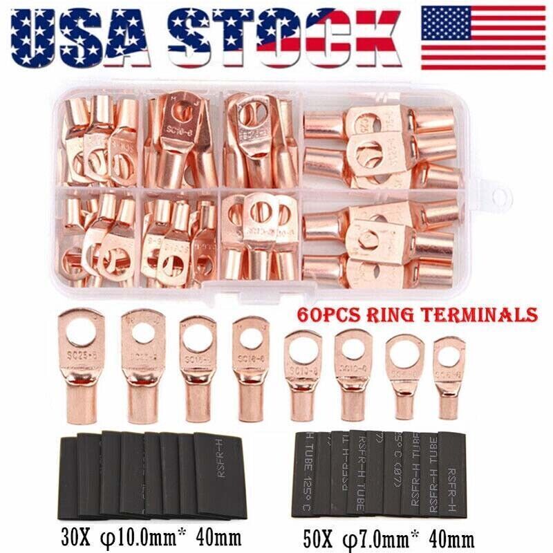 Terminal/Plier 140X Cable Lugs Copper Ring Crimp Car Battery Wire Connectors
