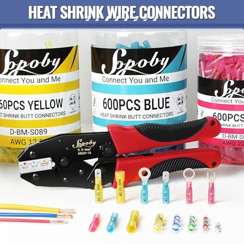 600PCS Heat Shrink Butt Connectors Blue 16-14 AWG-Tinned Red 600PCS BLUE