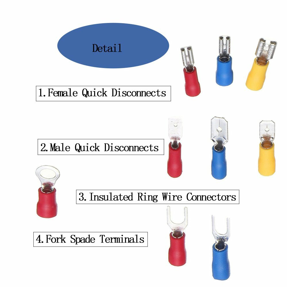 280PCS Insulated Electrical Wire Splice Terminal Spade/Crimp/Ring Connector Kit