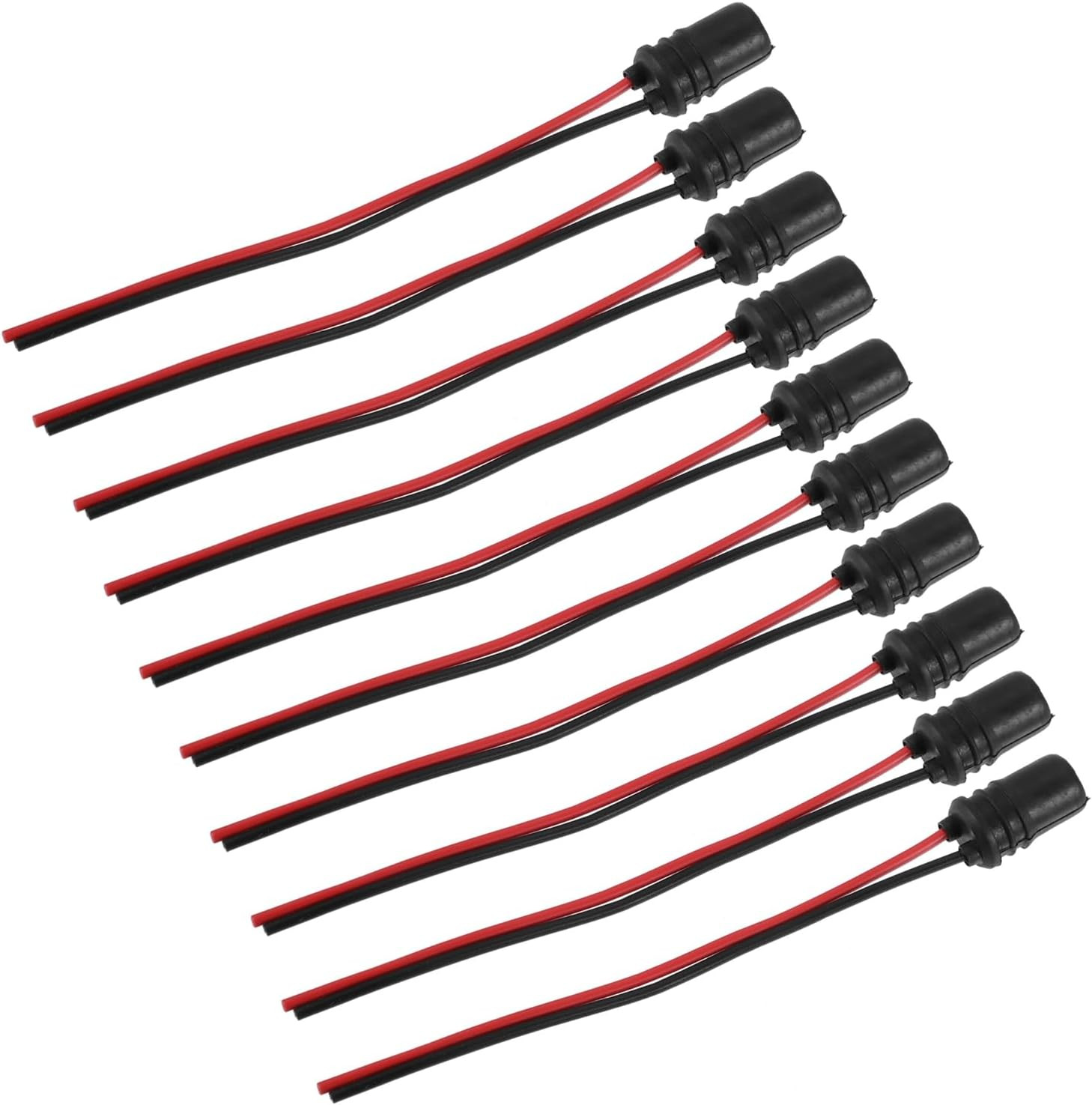 10Pcs Car T10 194 round Pre Wired Harness Female Socket for LED Bulbs Replacemen