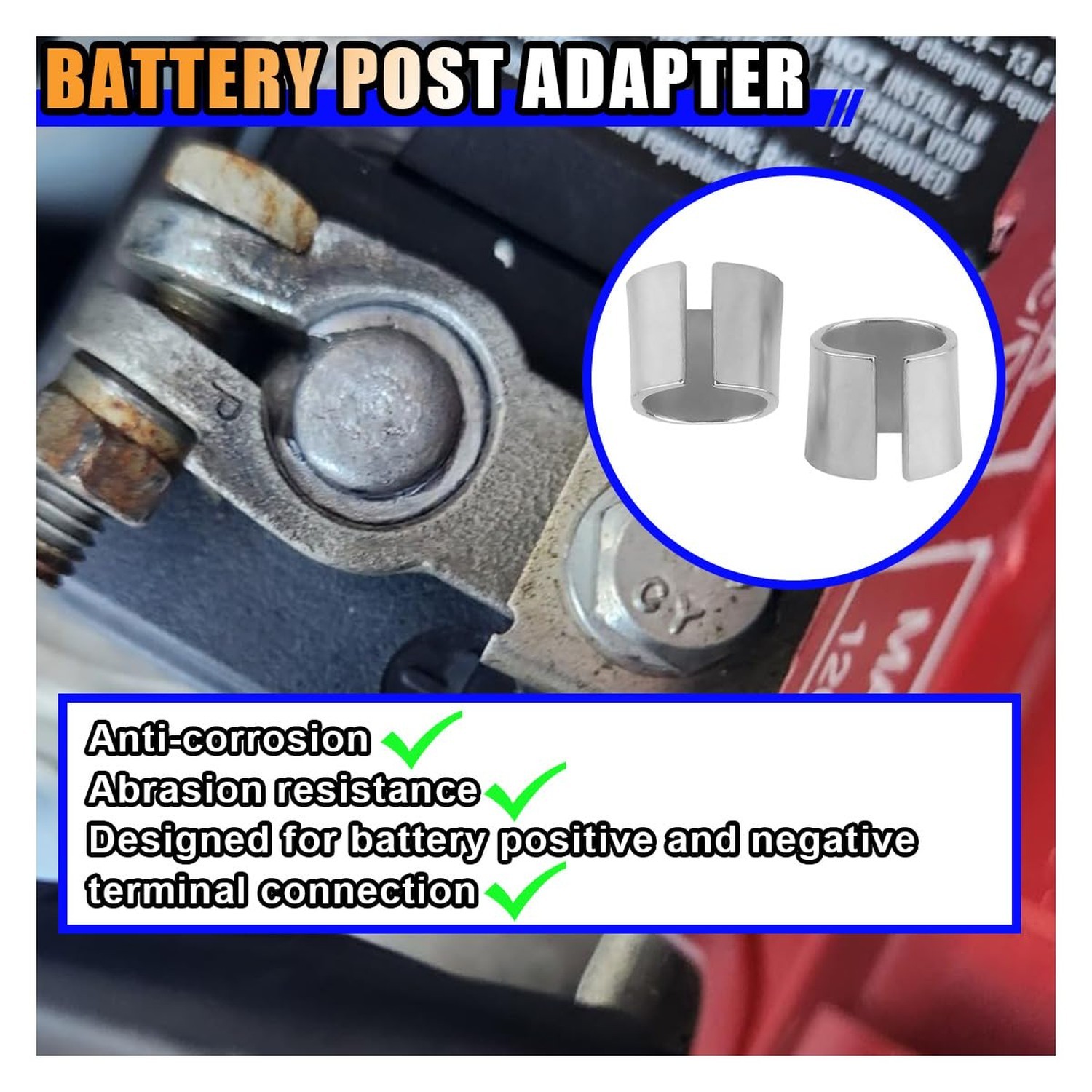 Car Battery Post Shims 1 Pair Lead Terminal Adapter Sleeves Positive Negative US