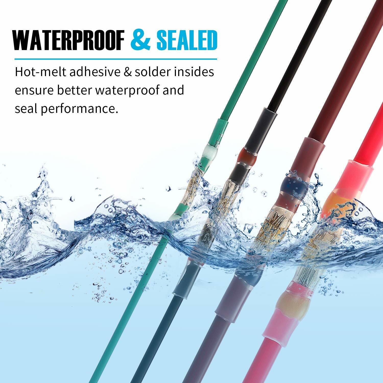 160X Heat Shrink Butt Terminals Waterproof Solder Sleeve Wire Connector 26-10AWG