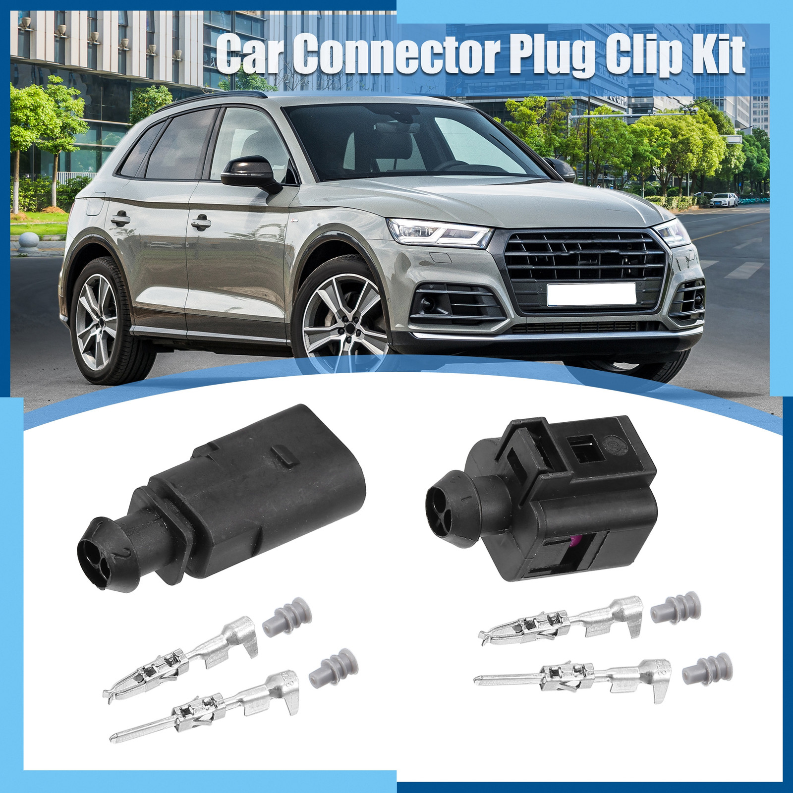 Pack (1) No.1J0973802 2Pin Male Female Connector Sensor Plug Adapter Kit for VW