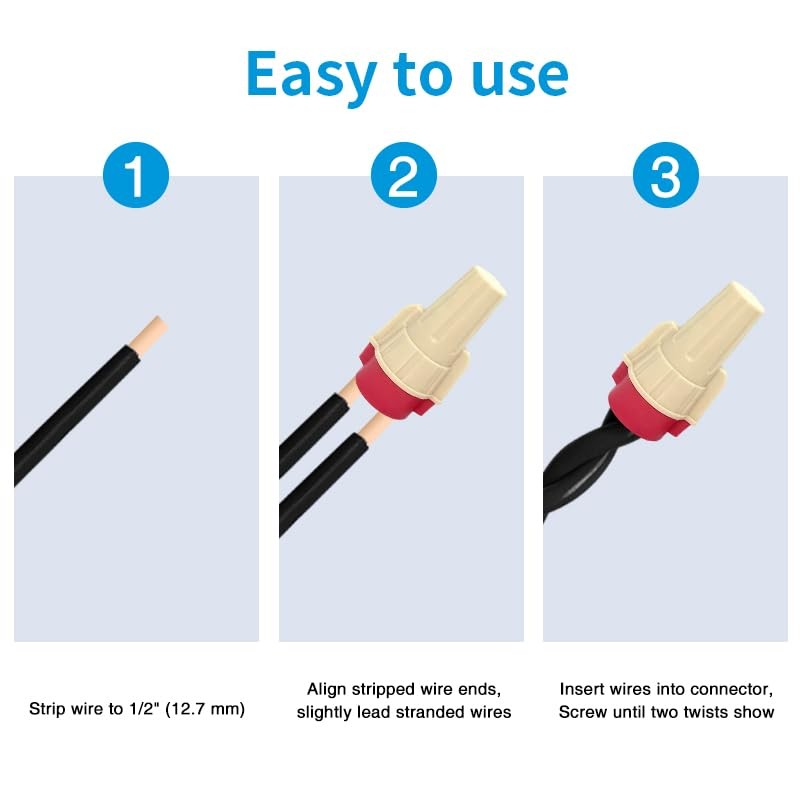 Winged Wire Connectors, Easy Twist-on Screw on Ribbed Cap for dicio_RDYW_500