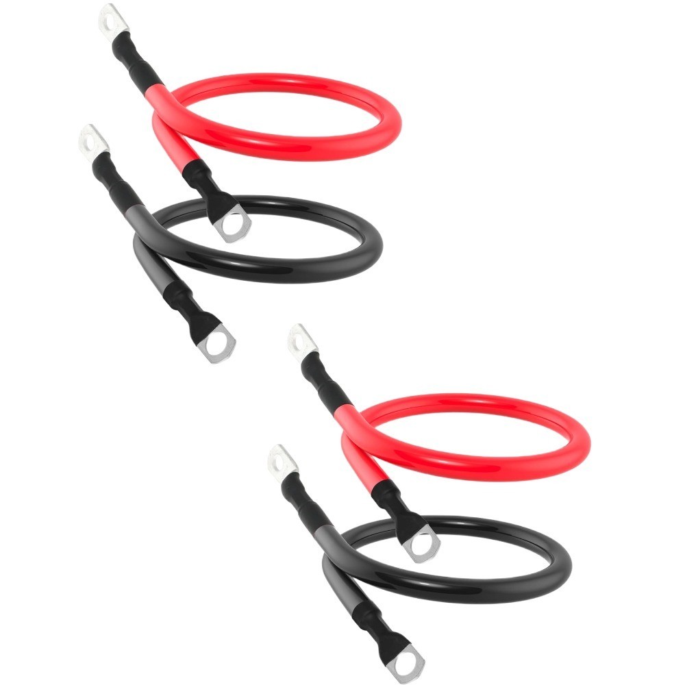 Battery Cable 4AWG 18in with 3/8 inch Lugs for Inverters RVs Campers,2 Pairs