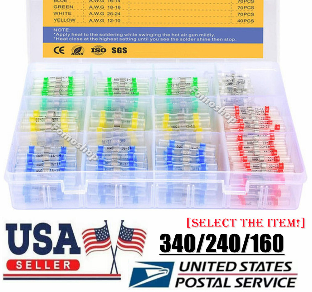 340/240PCS Waterproof Solder Stick Seal Sleeve Heat Shrink Butt Wire Connectors