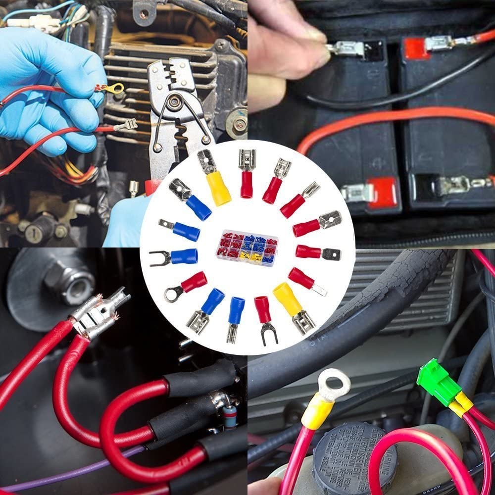 280pcs Assorted Insulated Spade Terminals Crimp Electrical Wire Connectors Kit