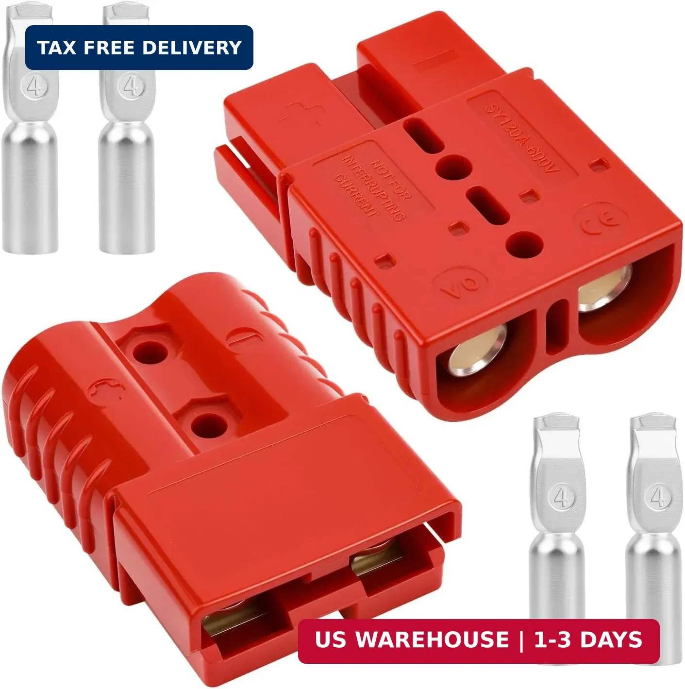 120A-600V Battery Quick Connect/Disconnect with 2/4/6 AWG, 2 PCS Jumper Cable Pl