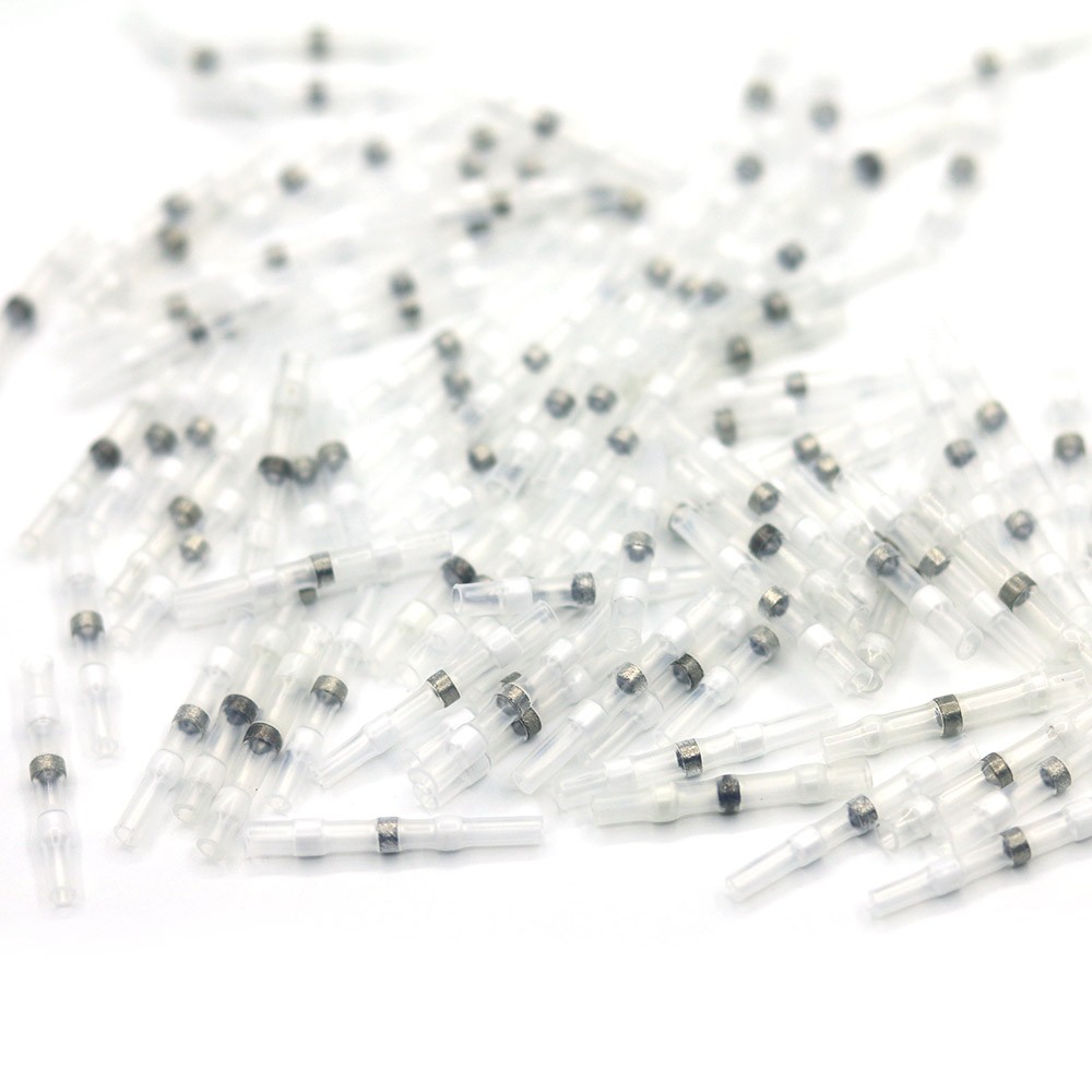 100PCS Heat Shrink Waterproof Solder Wire Butt Connector Terminals (26-24 AWG)