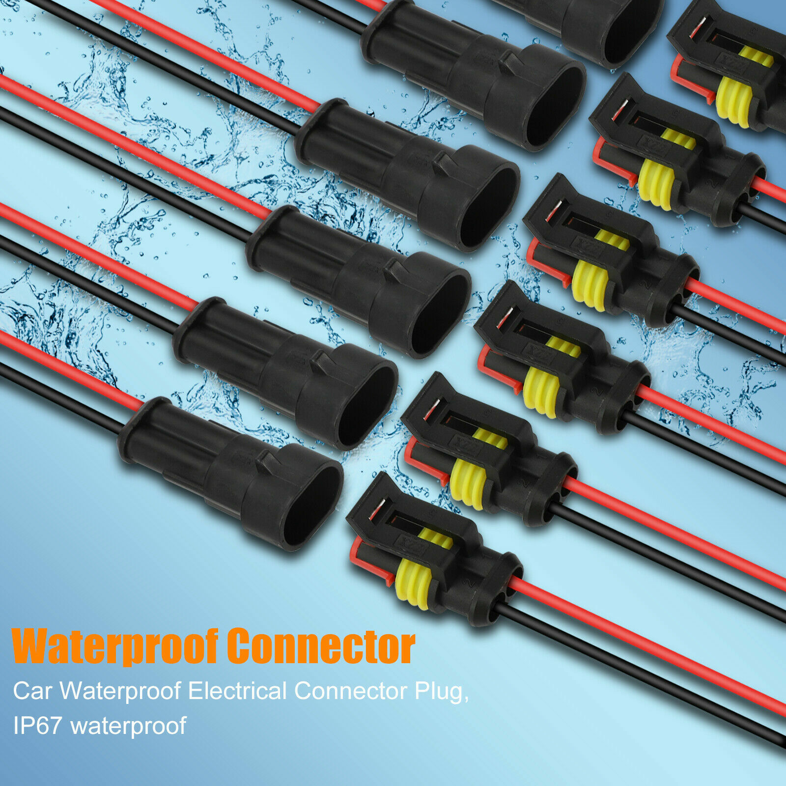 Lot 2Pin Waterproof Electrical Wire Cable Connector Male Female Way Plug Kit