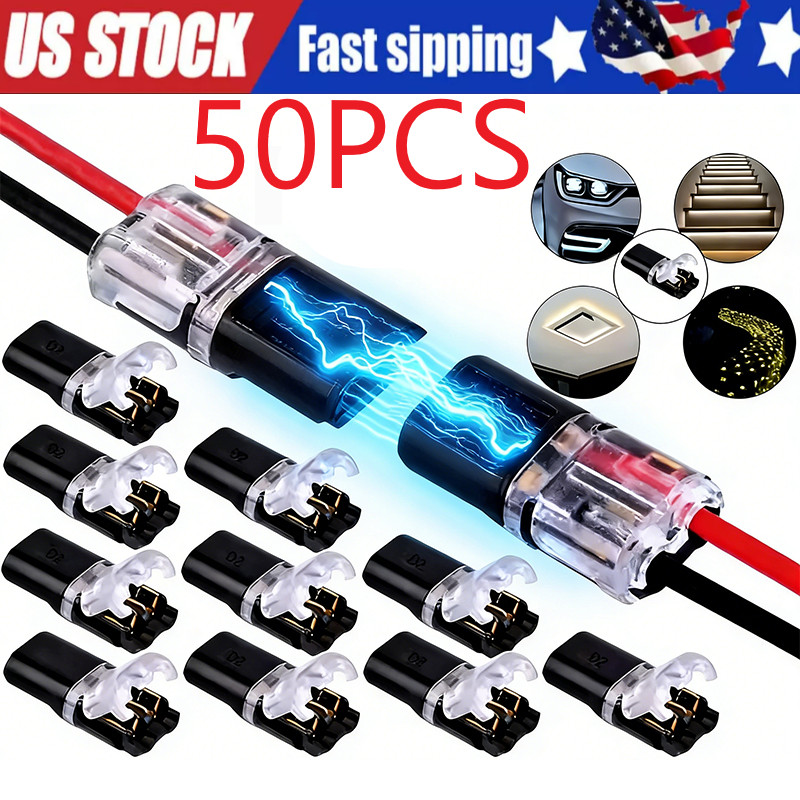 50pcs 2 Pin Waterproof Electrical Connector Car Automotive Wire Plug Terminal