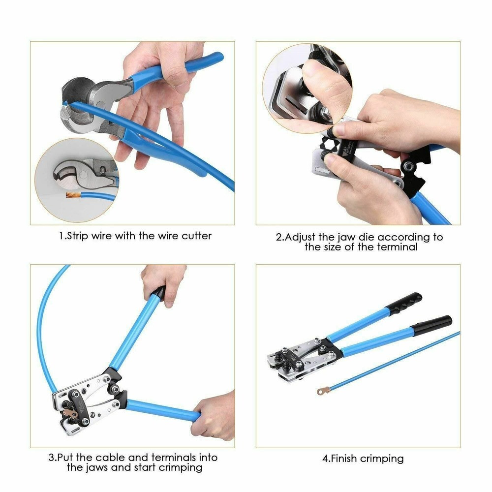Cable Lugs Copper Ring Crimp Terminal/Plier Car Battery Wire Connectors HX-50B