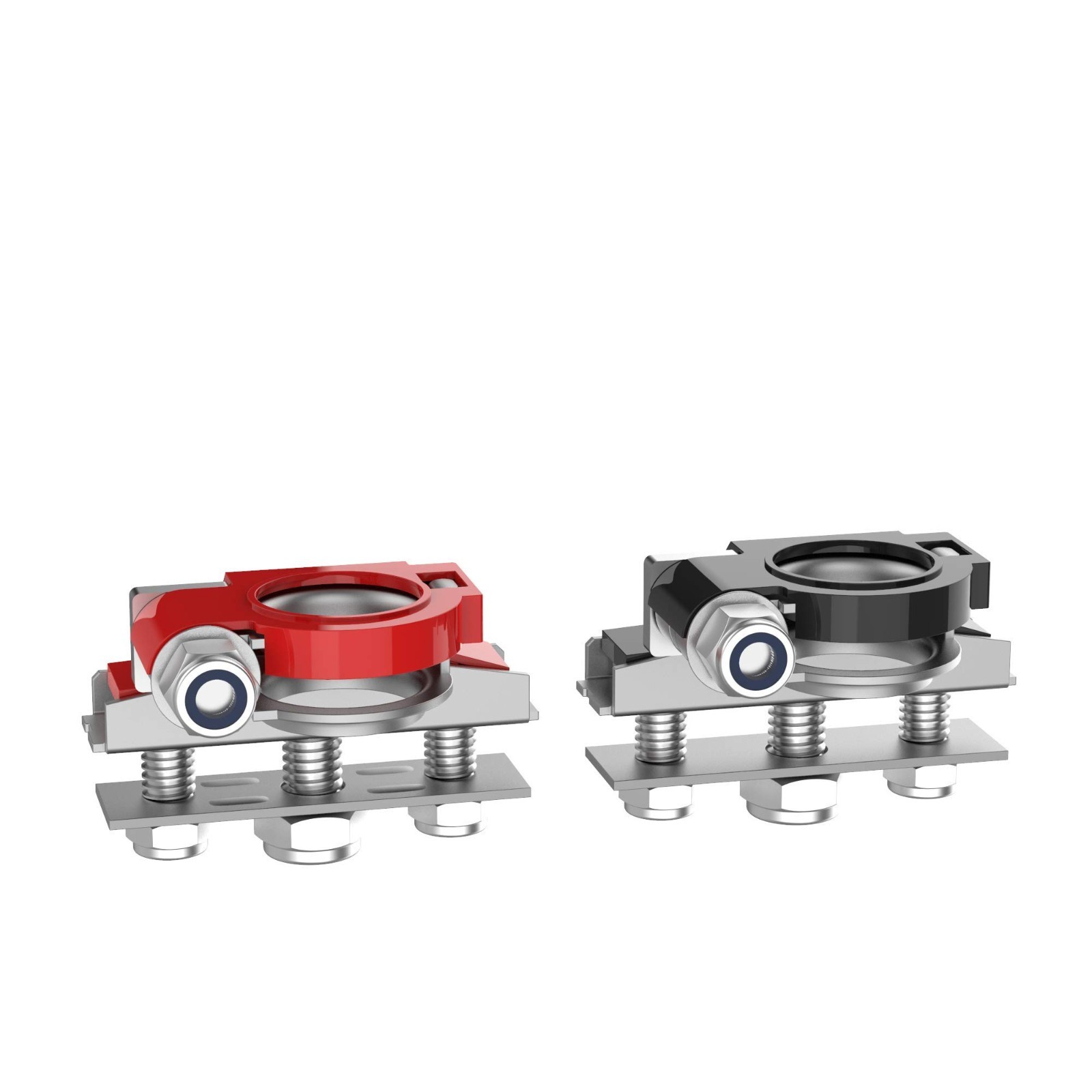 12V Car Battery Terminal Clamps 2pcs, Top Post 3-Way Connectors Kit, Red Black f