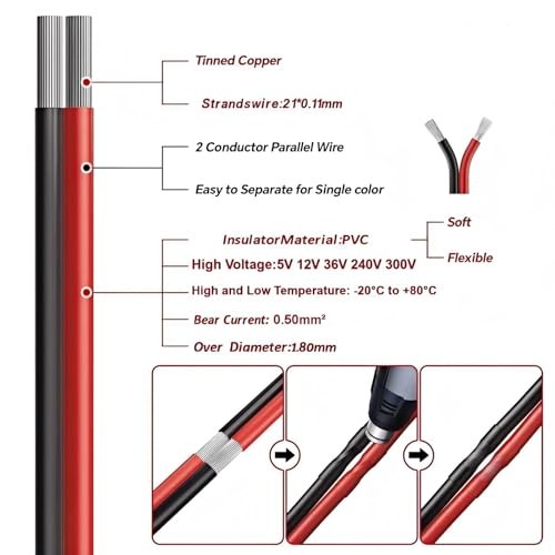 20 Gauge Electrical Wire with Heat Shrink Tubing, 20 Awg Red 10M/32.8FT 20AWG
