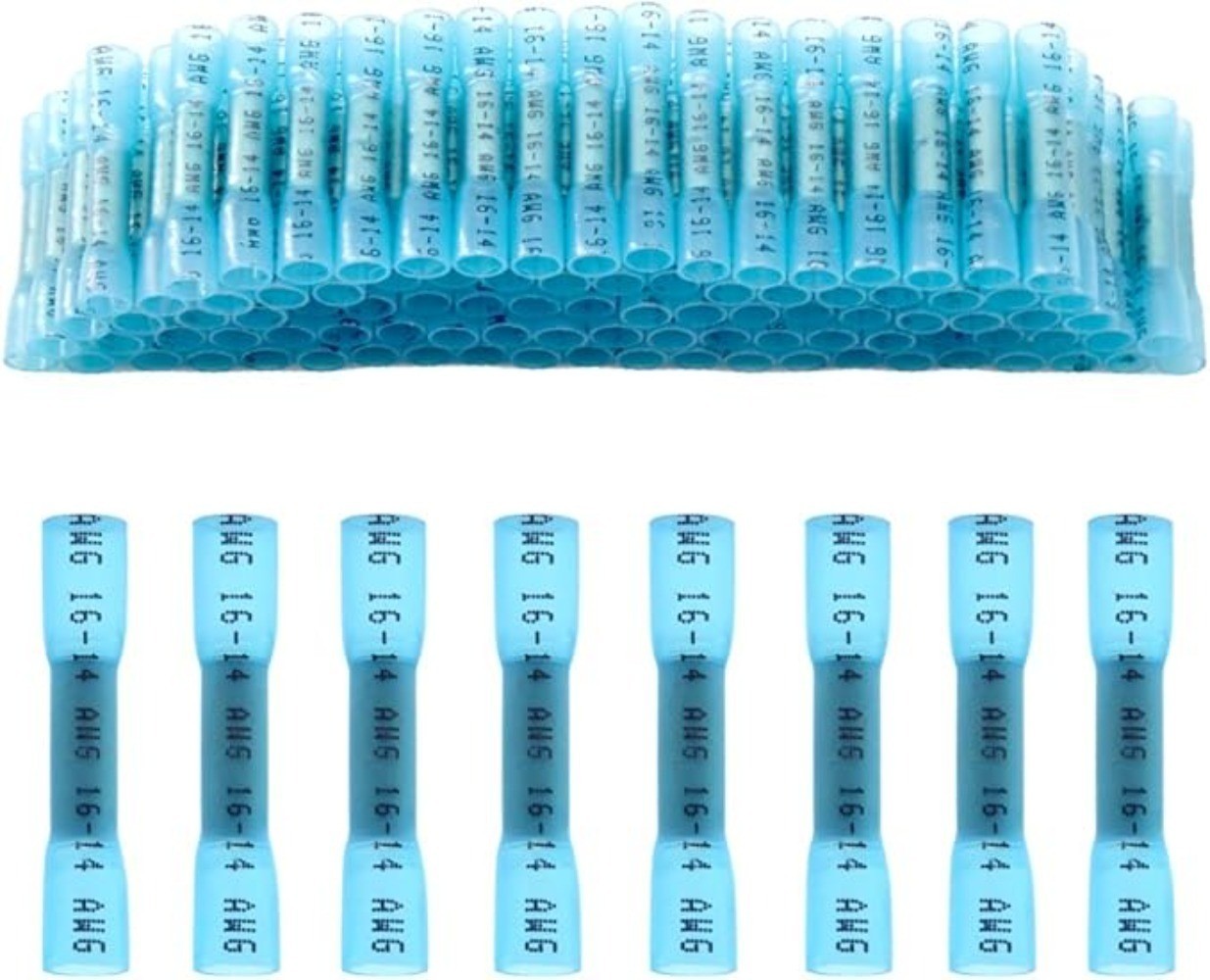 1000PCS Blue 14-16AWG Heat Shrink Waterproof Wire Connectors Butt Seal Terminals
