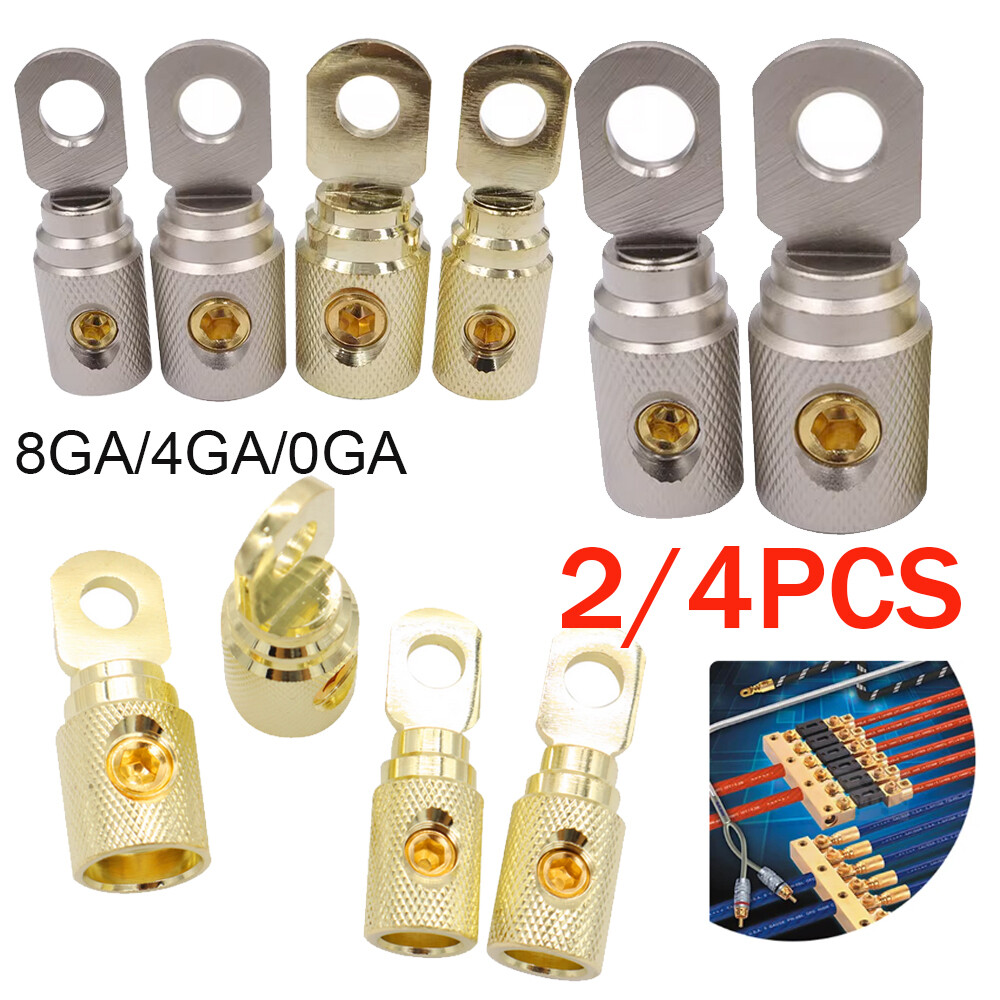 2/4pcs Car Power Ground Wire Coupler Butt Connector 0 /4 /8 Gauge Screw Terminal