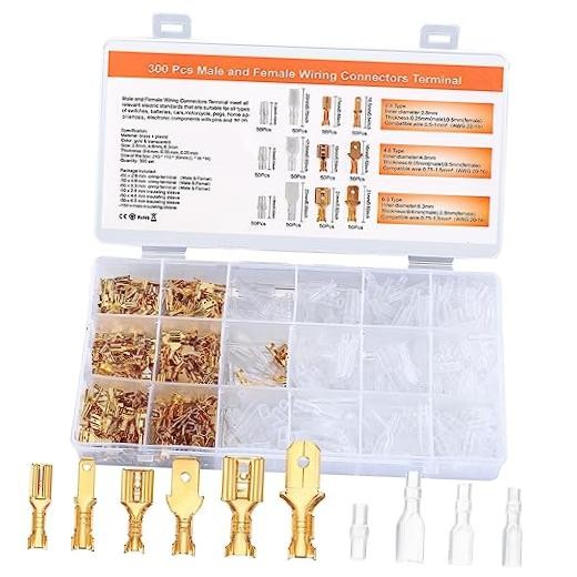 600 Pcs 2.8mm 4.8mm 6.3mm Male and Female Wire Spade Connectors and Insulating