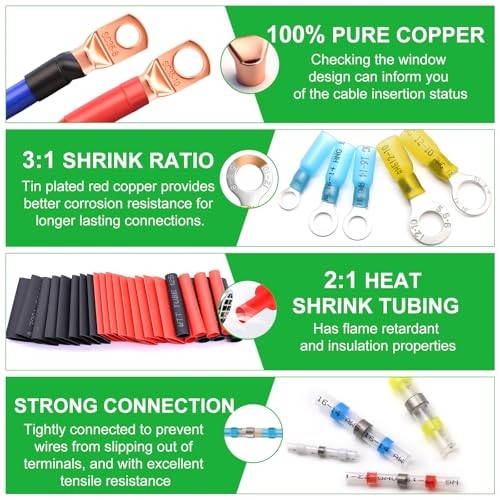 /Ultimate Heat Shrink Wire Connectors Kit,Waterproof Electrical Spade 1530PCS