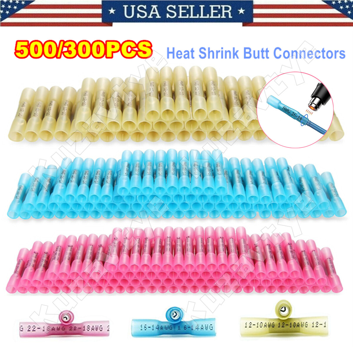 400/200pcs Waterproof Heat Shrink Crimp Terminals Insulated Butt Wire Connectors
