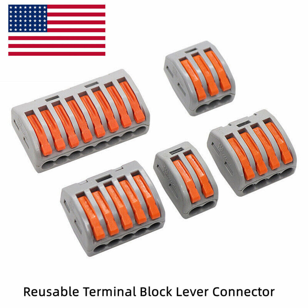 2/3/4/5/8 Pin Reusable Spring Lever Terminal Block Electric Connectors