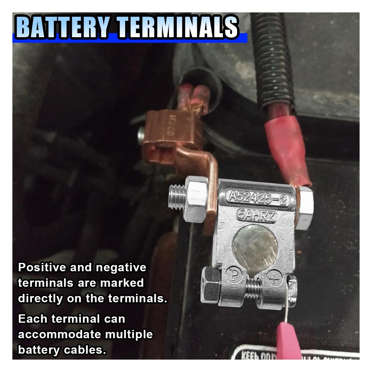 2 Pairs Top Post Car Battery Terminal Connectors Heavy Duty Set Marine Boat