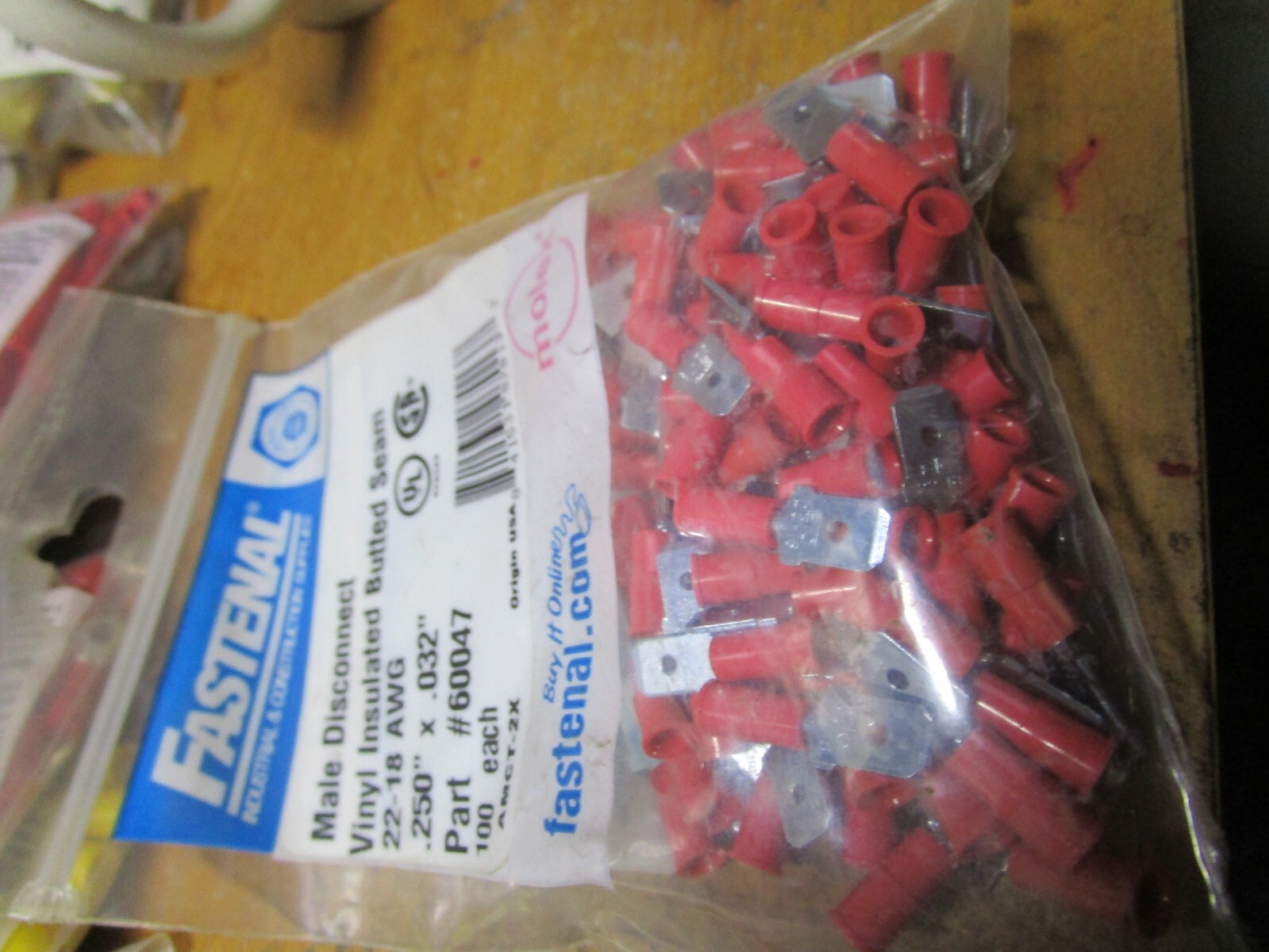 22-16 AWG Vinyl Insulated Butted Seam Brass Butt Splice Connector QTY 100