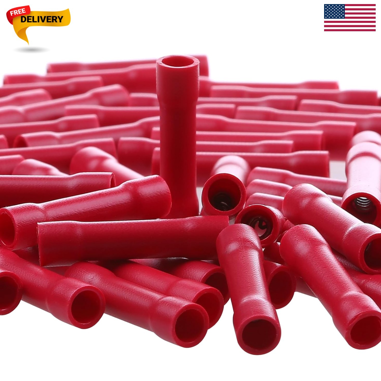 22,20,18,16 AWG/Gauge Red Butt Connectors Wire Crimp Splice Terminals | ,22-1…