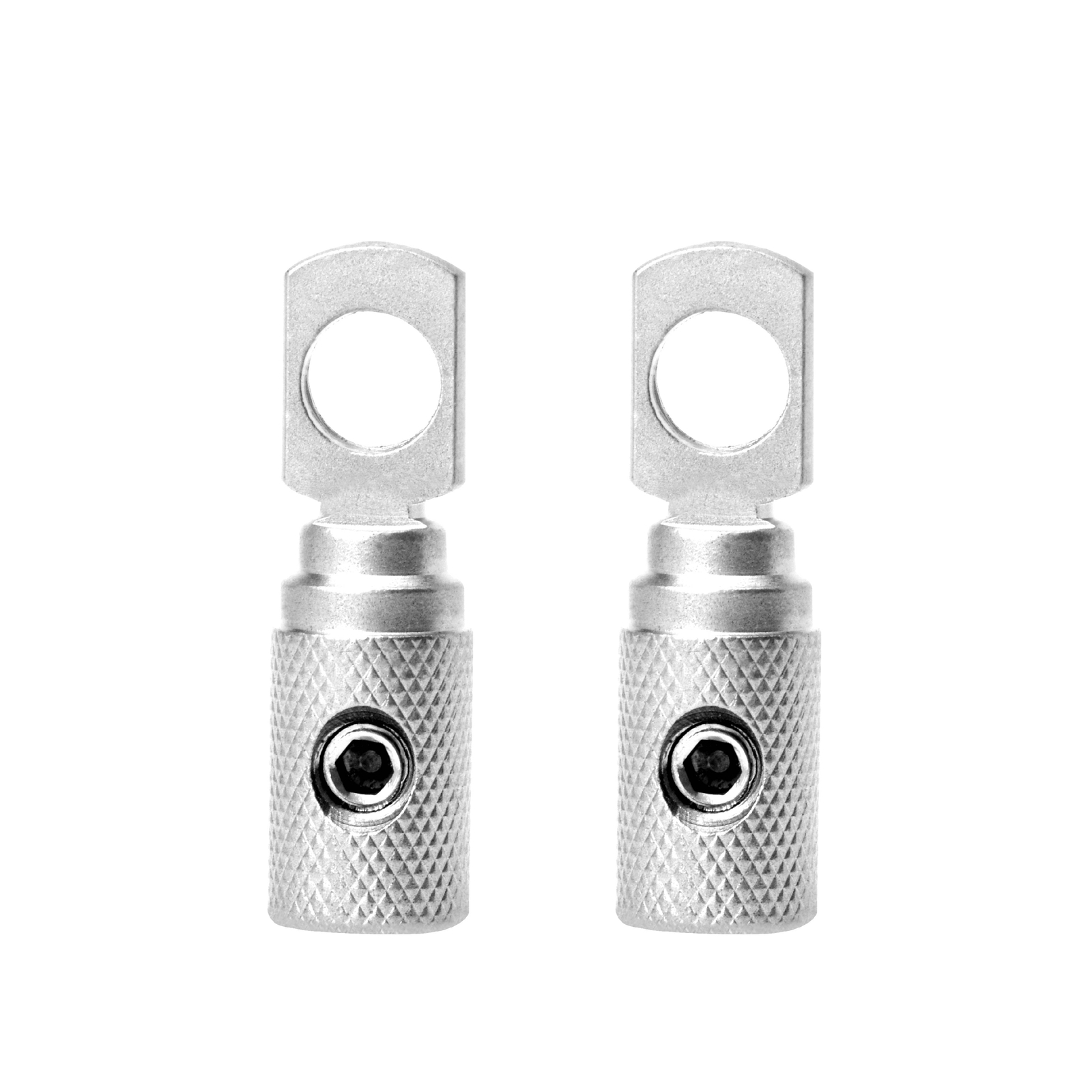 2 Set Screw Power Ring Terminal 8GA AWG Gauge 5/16″ 8mm Hole Brass Nickel Ground