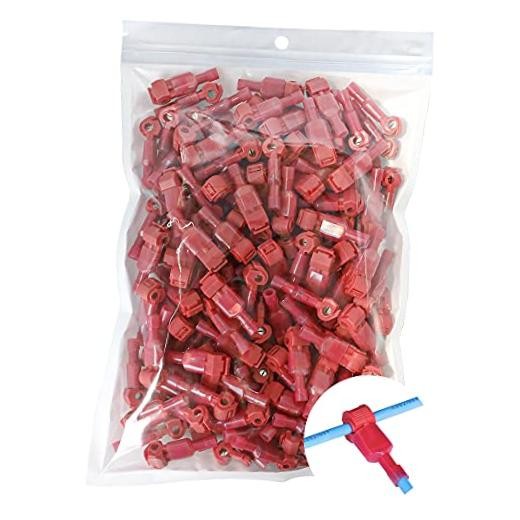 280 PCS T Tap Wire Connectors – Red 22-18AWG Waterproof Self-Stripping Red 280