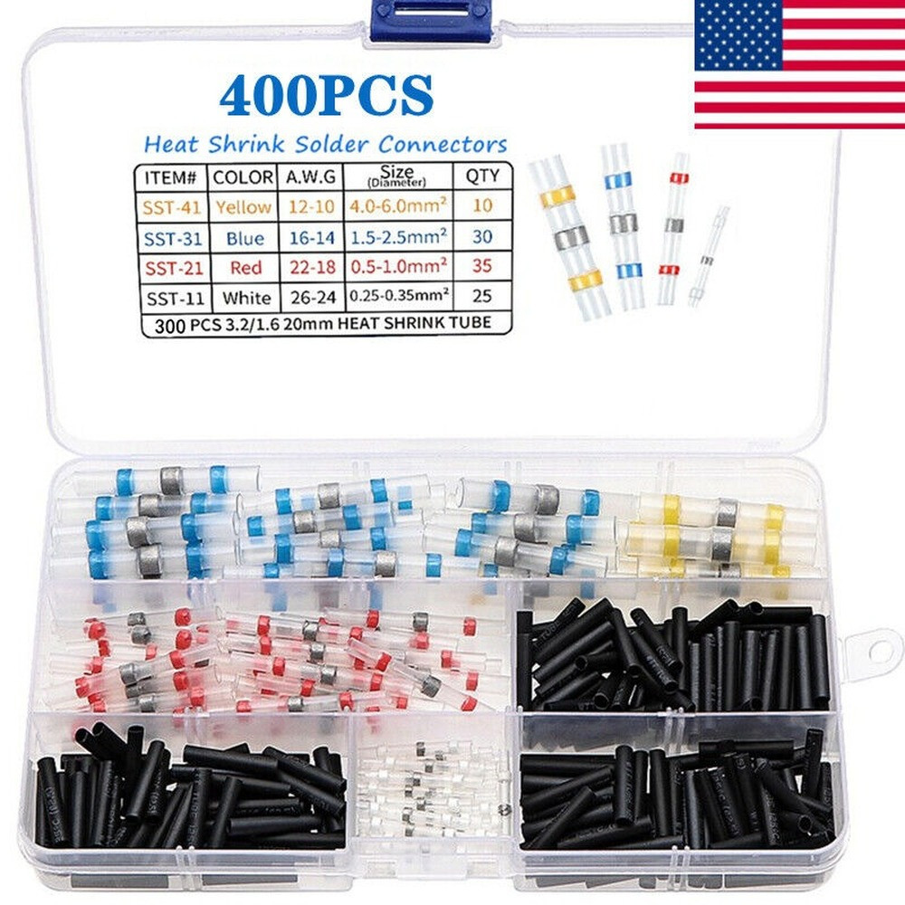 800/400PCS Solder Heat Shrink Butt Wire Connectors Set Seal Sleeve Terminals Kit